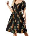 d'été courte à manches courtes Pineapple Lady pour femme, style trapèze, mini-robe de plage.