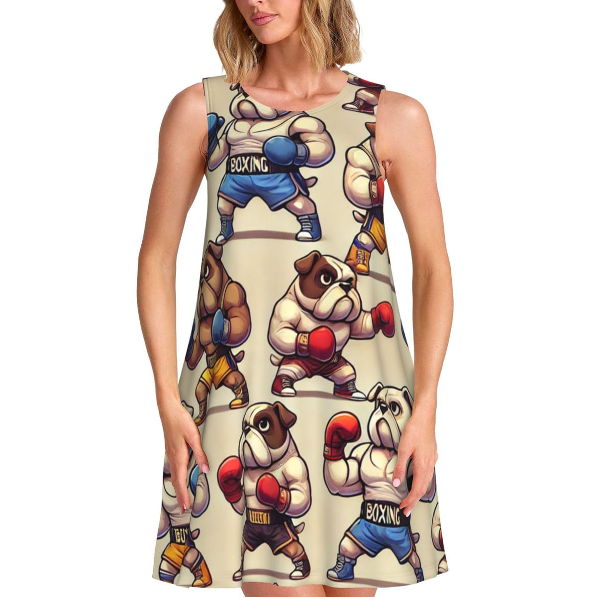 sans manches Augenstern Boxer-Bulldogs pour femme, avec 2 poches latérales, coupe trapèze.